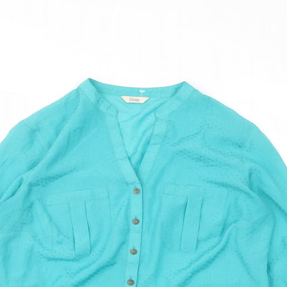 Marks & Spencer Womens Green Polyester Basic Button-Up Size 12 V-Neck
