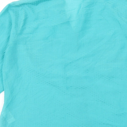 Marks & Spencer Womens Green Polyester Basic Button-Up Size 12 V-Neck