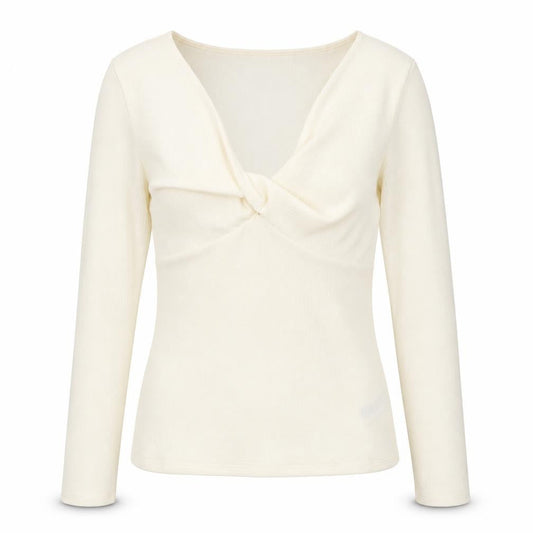 Marks and Spencer Womens Ivory Polyester Basic Blouse Size 14 V-Neck