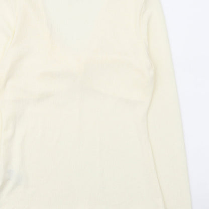 Marks & Spencer Womens Ivory Polyester Basic Blouse Size 14 V-Neck