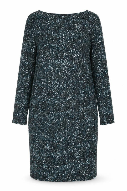 M&Co Womens Black Geometric Viscose Pencil Dress Size 14 Boat Neck Pullover