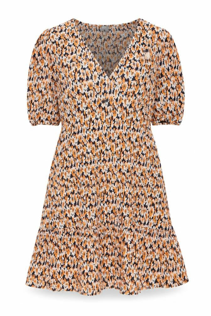 ASOS Womens Orange Floral Polyester Fit & Flare Size 12 V-Neck Pullover