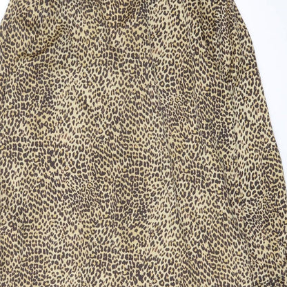 Zara Womens Brown Animal Print Polyester Tunic Button-Up Size XS Collared