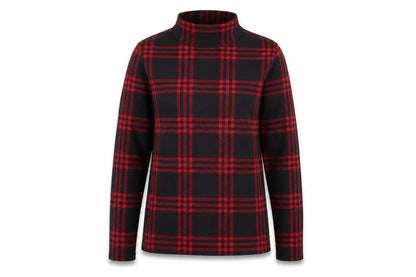 Oasis Womens Black Plaid Polyester Basic Blouse Size S Mock Neck
