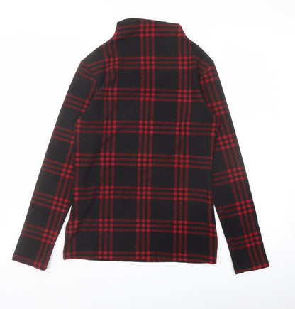 Oasis Womens Black Plaid Polyester Basic Blouse Size S Mock Neck