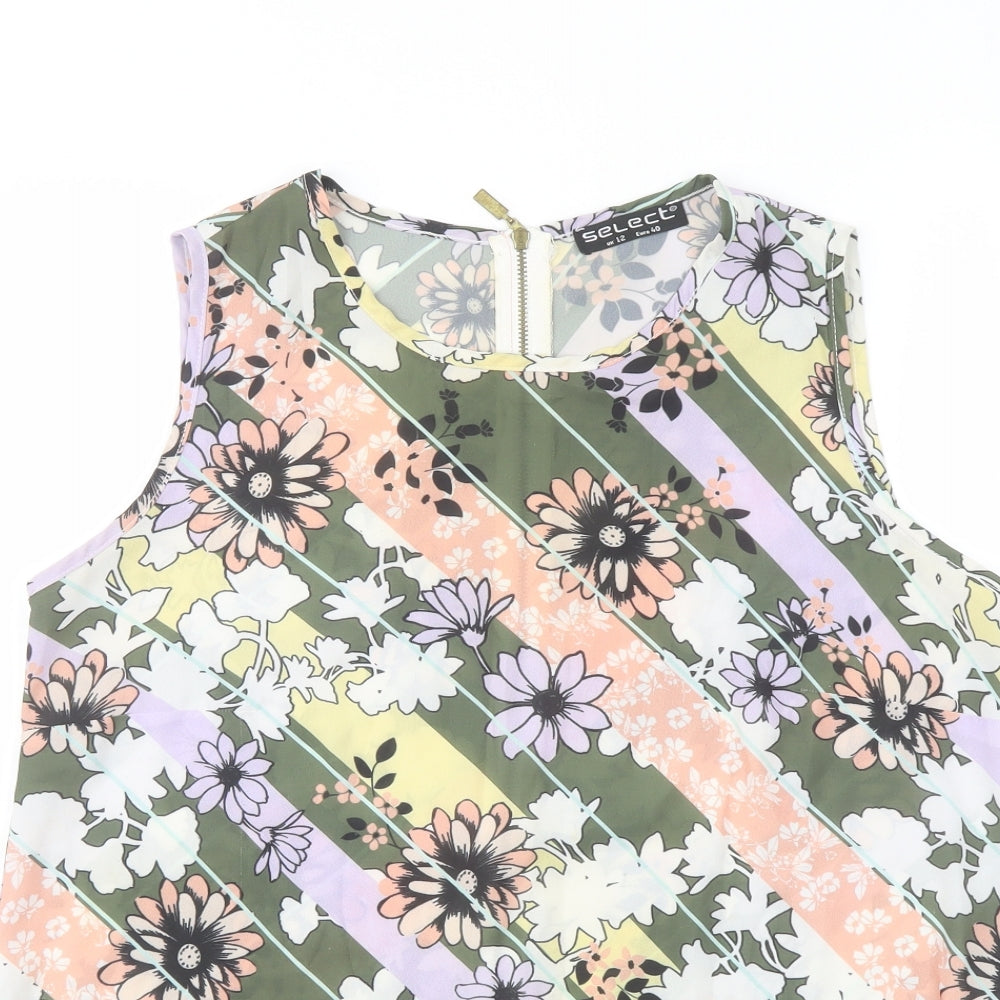 Select Womens Multicoloured Floral Polyester Basic Blouse Size 12 Round Neck