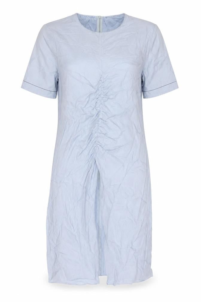 Zara Womens Blue Cupro Shift Size S Round Neck Zip