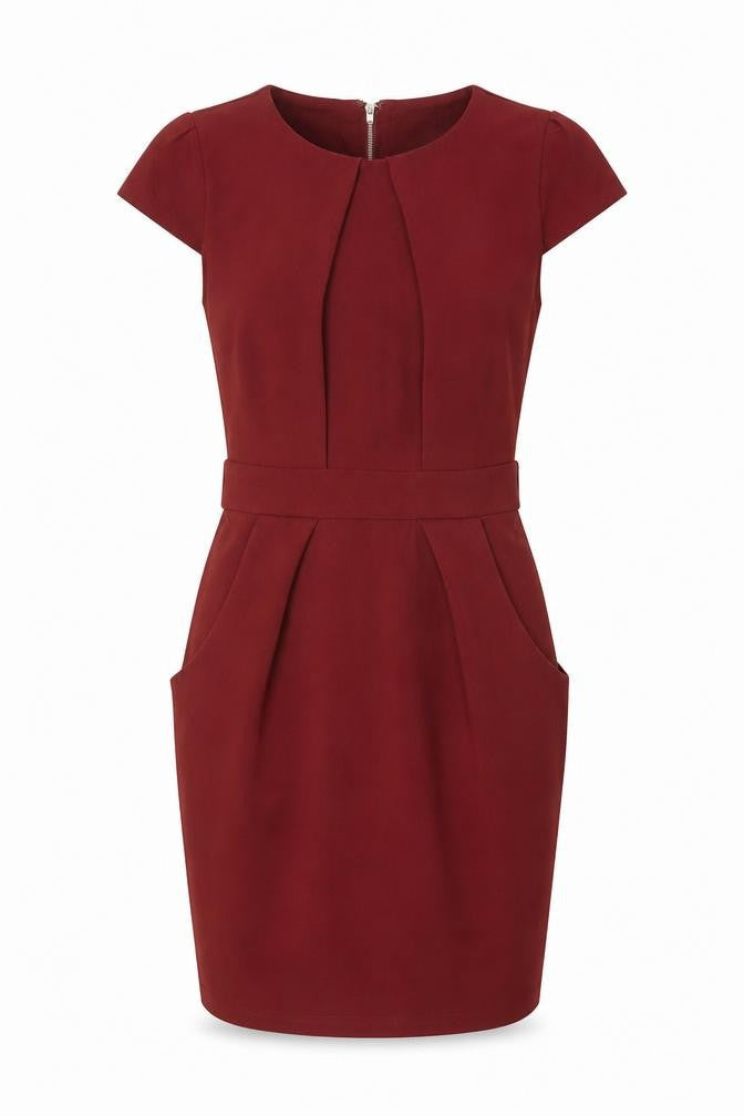 Vouley Vous Womens Red Polyester Mini Size 10 Round Neck Zip