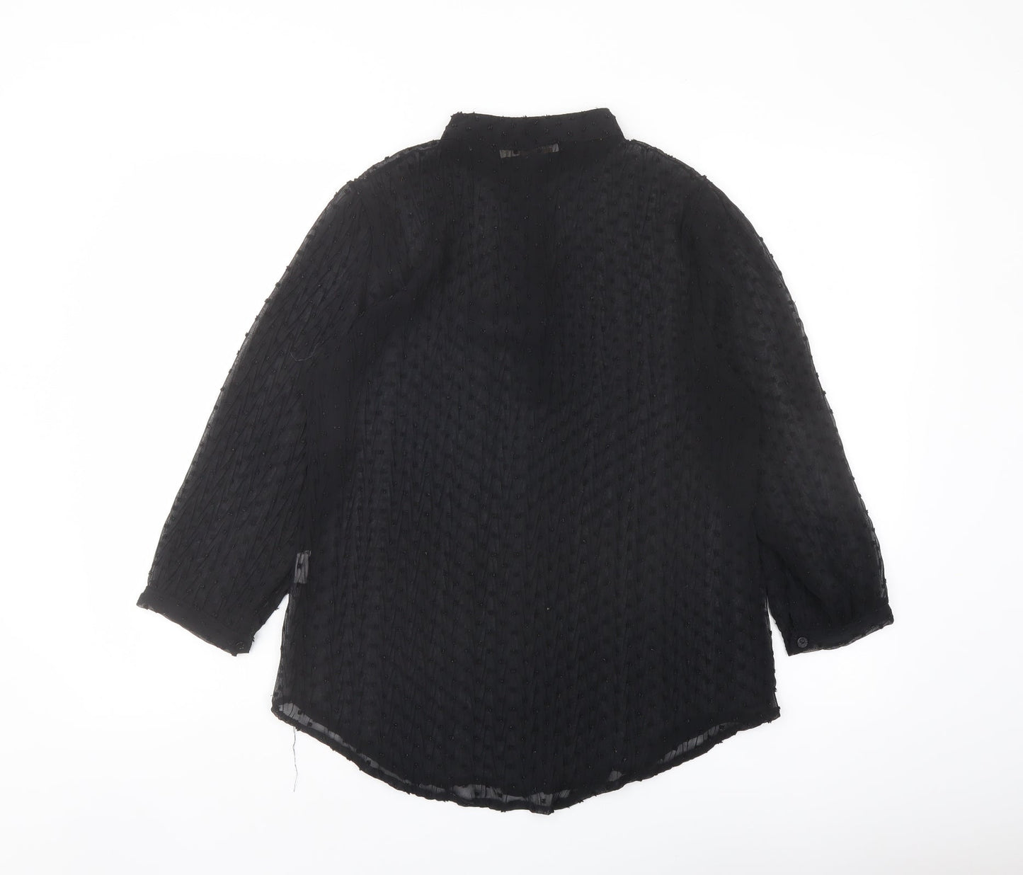 Laura Bianchi Womens Black Polyester Basic Blouse Size M V-Neck
