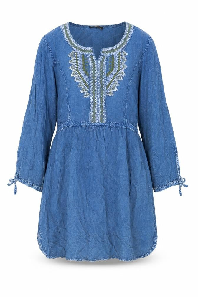 Klass Womens Blue Viscose A-Line Size 14 Round Neck Pullover