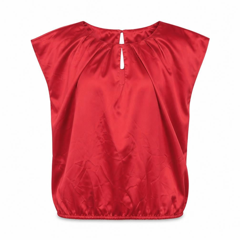 Et Vous Womens Red Polyester Basic Blouse Size 12 Round Neck