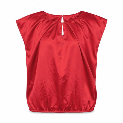 Et Vous Womens Red Polyester Basic Blouse Size 12 Round Neck