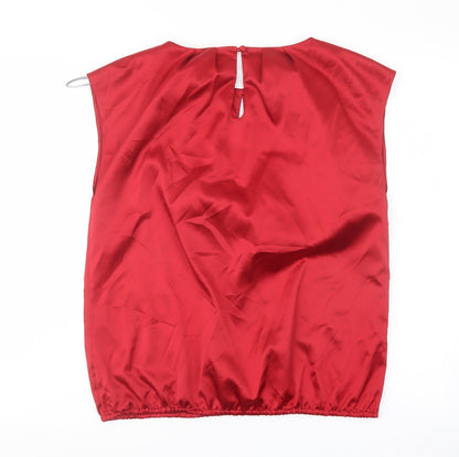 Et Vous Womens Red Polyester Basic Blouse Size 12 Round Neck