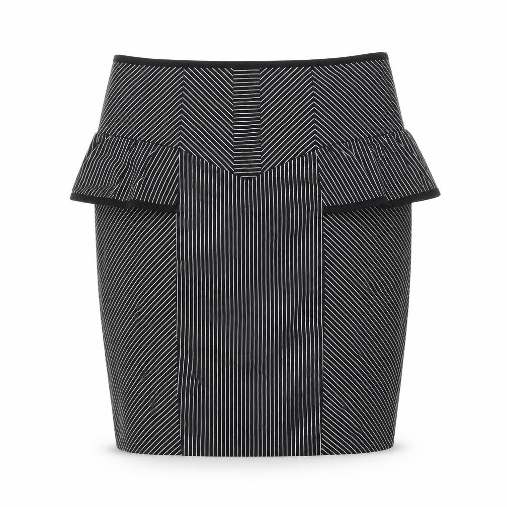 New Look Womens Black Striped Cotton A-Line Skirt Size 10 Zip