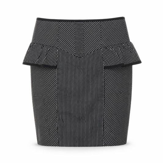 New Look Womens Black Striped Cotton A-Line Skirt Size 10 Zip