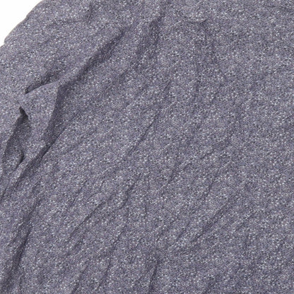 Marks & Spencer Womens Grey Geometric Cotton Basic Button-Up Size 12 Round Neck