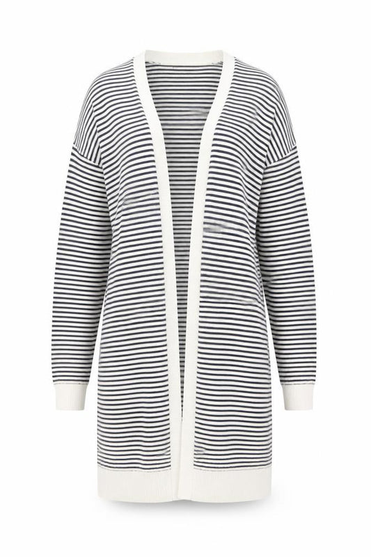 Warehouse Womens Blue Collared Striped Cotton Cardigan Jumper Size 10
