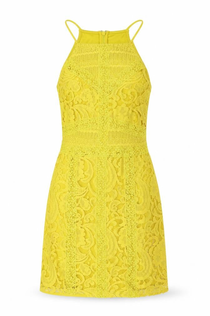 Topshop Womens Yellow Polyester Mini Size 4 Square Neck Zip