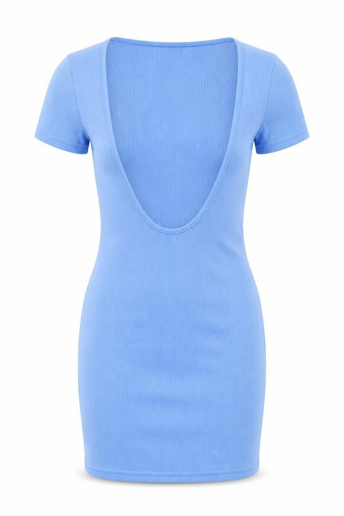 Missguided Womens Blue Polyester Mini Size 10 Scoop Neck Pullover