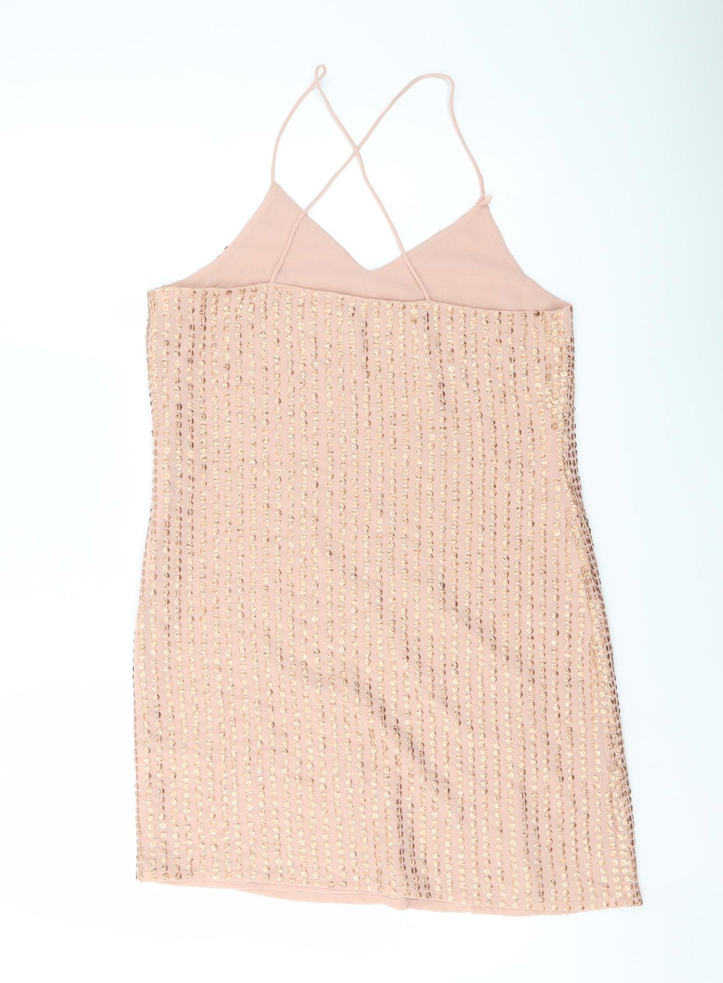 River Island Womens Pink Polyester Mini Size 8 V-Neck Pullover