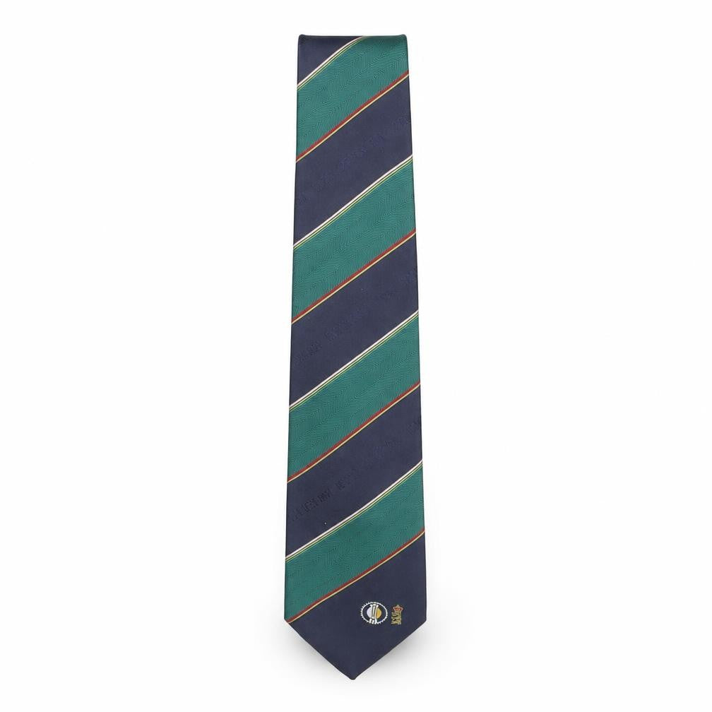 Phil Carrick Mens Multicoloured Striped Polyester Pointed Tie One Size - Headingley Test 1994 Crest