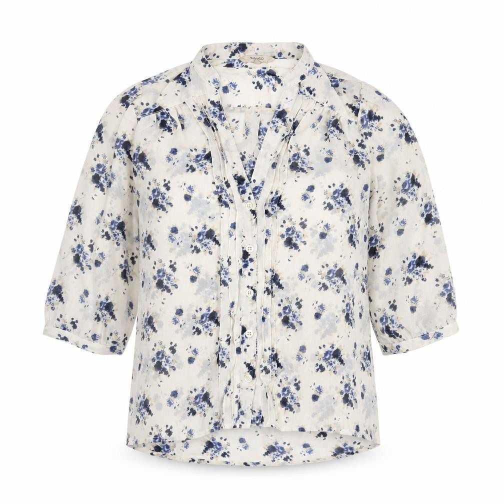 RW&CO. Womens Ivory Floral Polyester Basic Blouse Size XS V-Neck