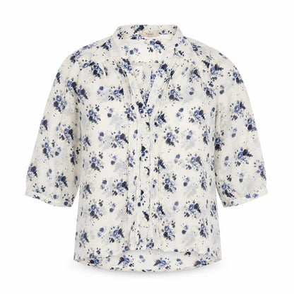 RW&CO. Womens Ivory Floral Polyester Basic Blouse Size XS V-Neck
