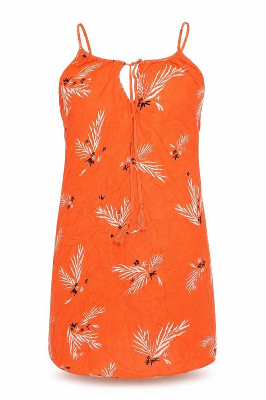 H&M Womens Pink Geometric Viscose Mini Size 6 Scoop Neck Tie - Leaf Print Keyhole Tassle