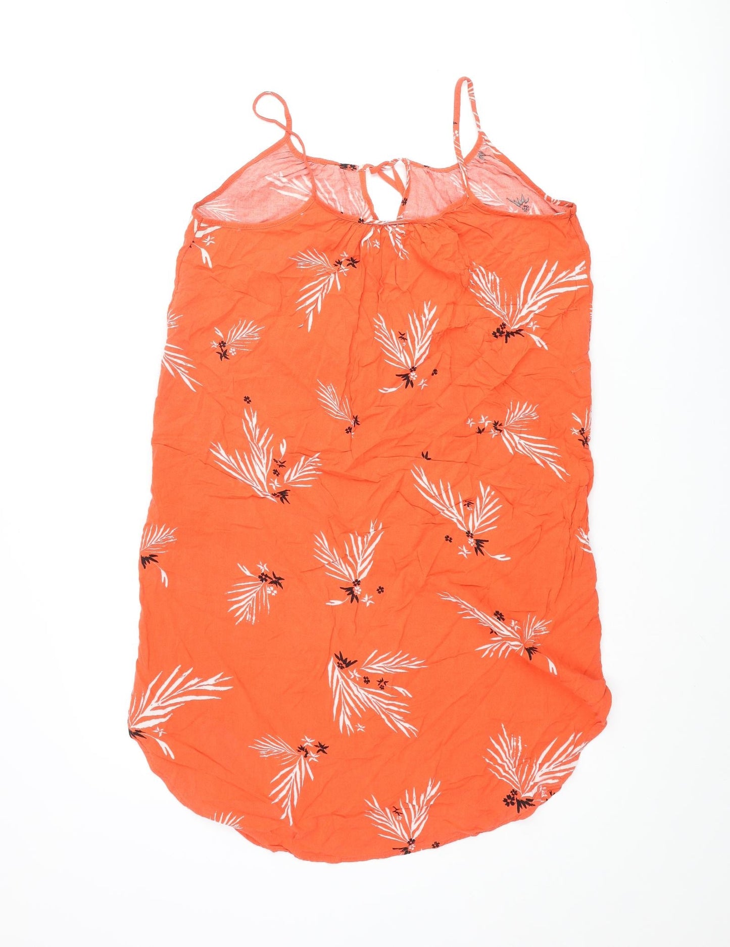 H&M Womens Pink Geometric Viscose Mini Size 6 Scoop Neck Tie - Leaf Print Keyhole Tassle