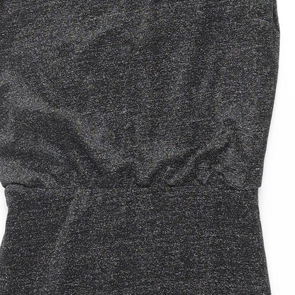 Oasis Womens Black Polyamide Pencil Dress Size M Round Neck Pullover - Glitter Pleated