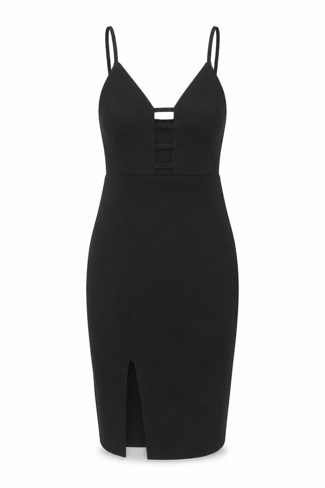 PRETTYLITTLETHING Womens Black Polyester Bodycon Size 6 Sweetheart Pullover - Cut Out