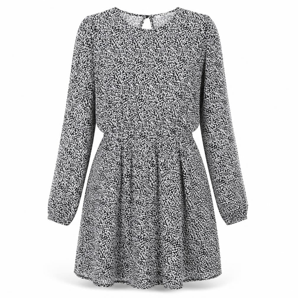 NA-KD Womens Black Geometric Viscose A-Line Size 8 Round Neck Button