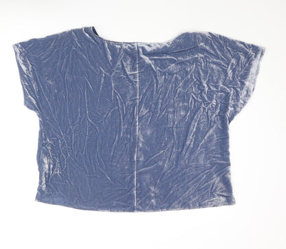 Per Una Womens Blue Geometric Viscose Basic Blouse Size 18 Boat Neck