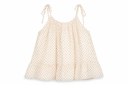 Mango Womens Ivory Polka Dot Viscose Camisole Blouse Size 8 Scoop Neck - Frill
