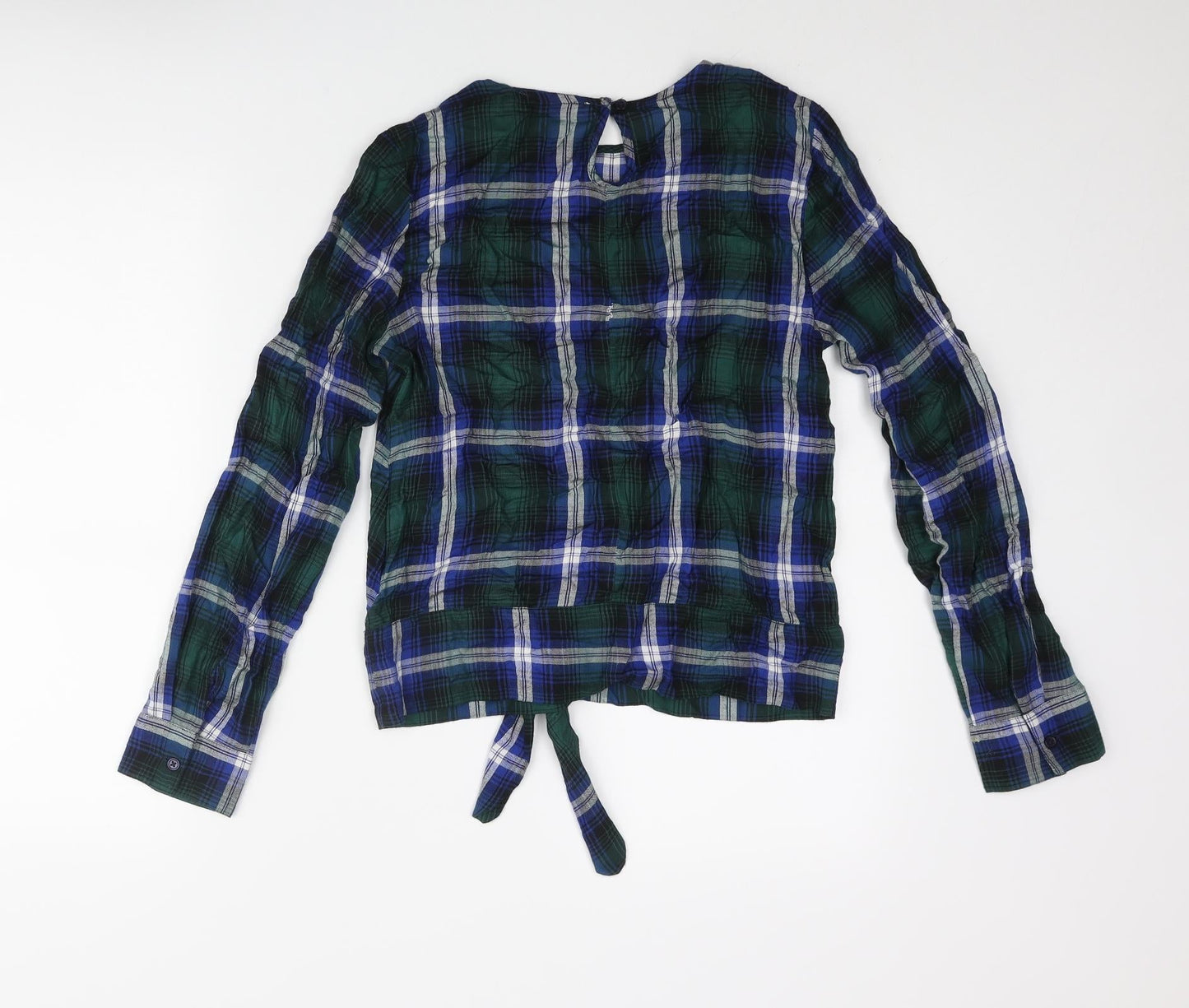 Innocence Womens Multicoloured Check Viscose Basic Blouse Size 8 Round Neck - Tie