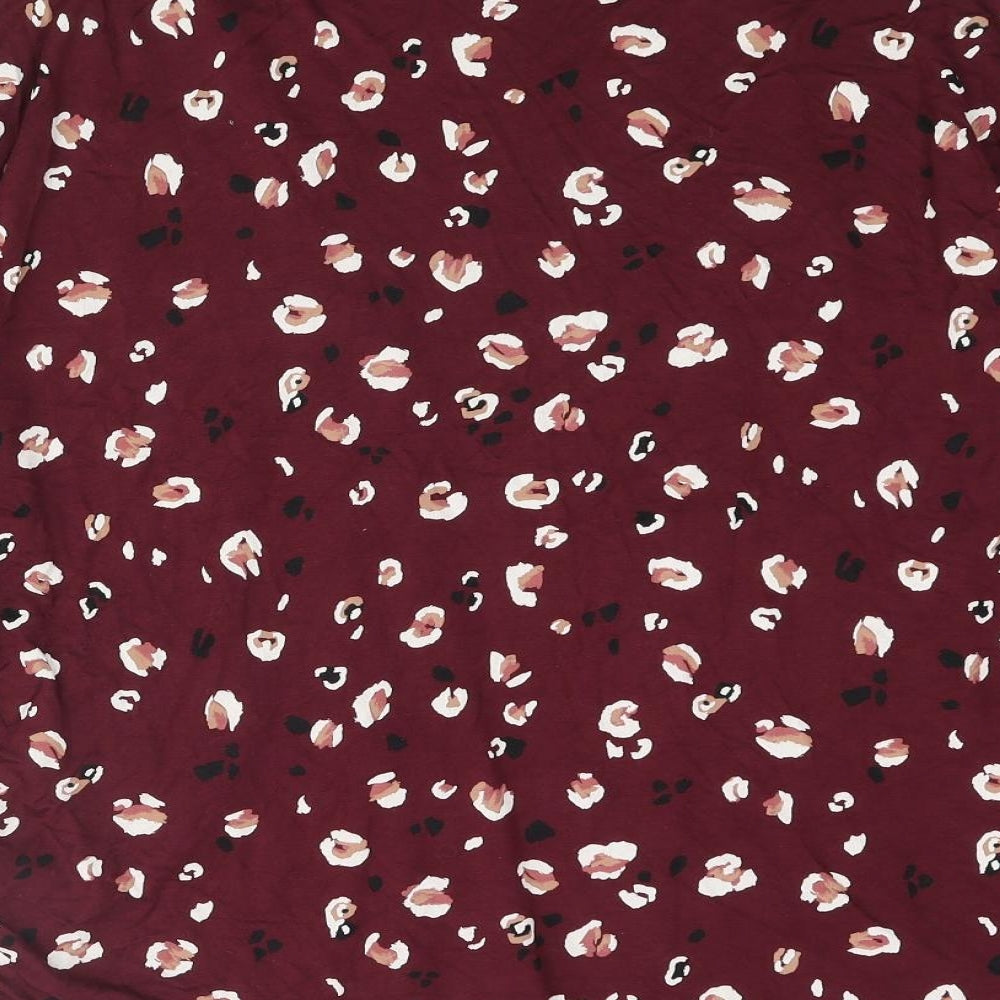 NEXT Womens Red Animal Print Viscose Kimono Blouse Size S V-Neck - Leopard Print