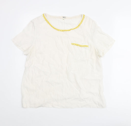 N.W.3 Womens Ivory Viscose Basic Blouse Size 12 Round Neck - Twim