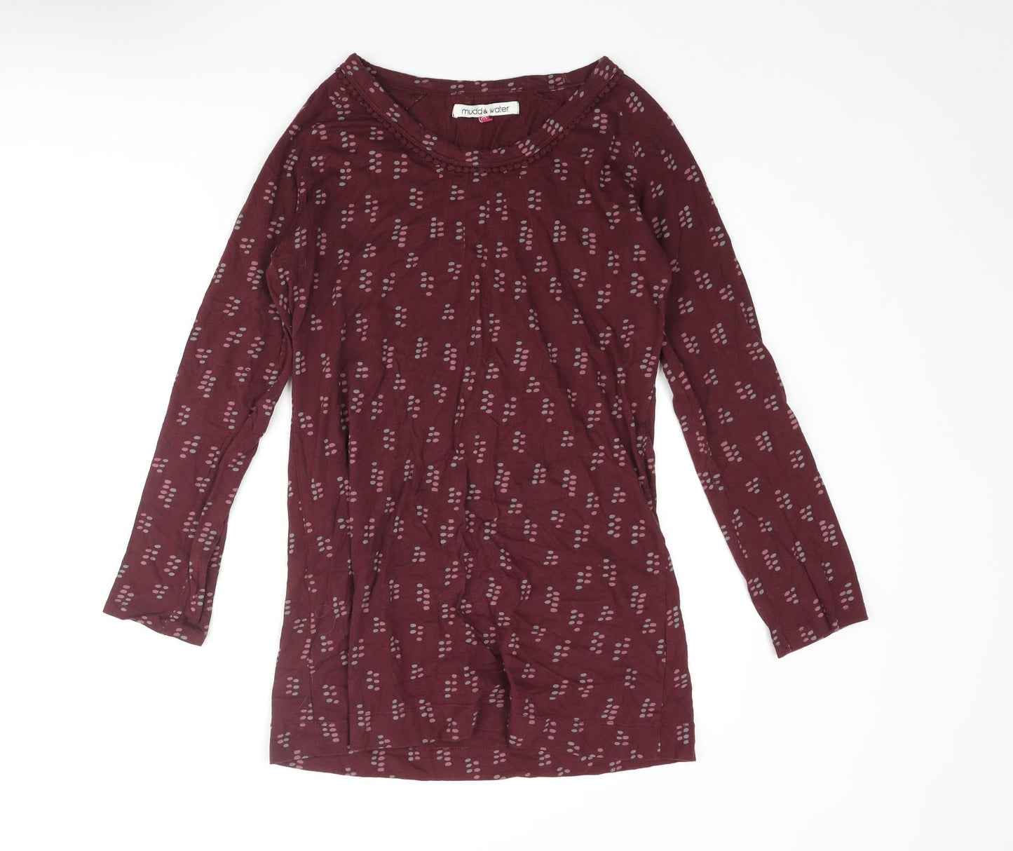 Mudd & Water Womens Purple Geometric Cotton Mini Size 12 Round Neck Pullover