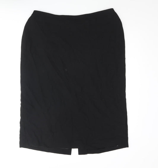 St Michael Womens Black Polyester Straight & Pencil Skirt Size 18 Zip