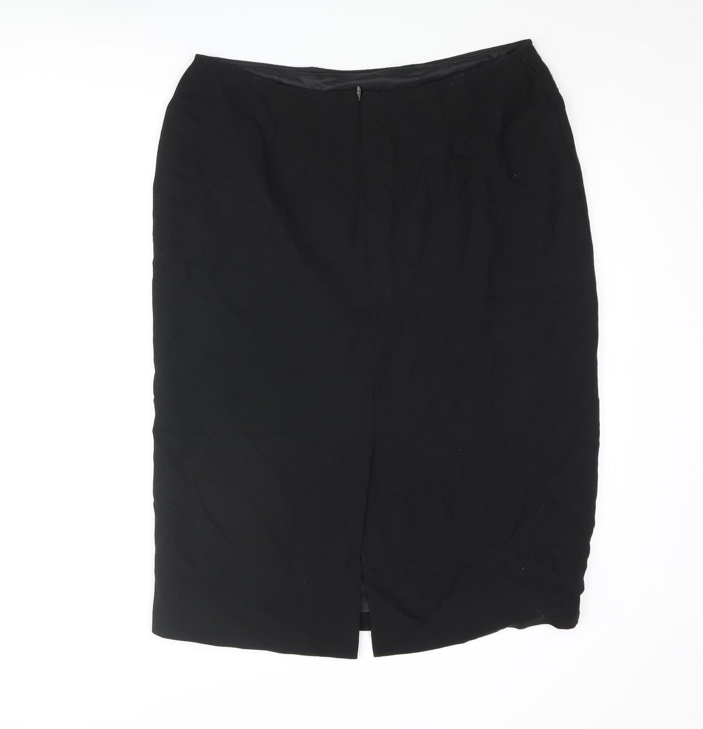 St Michael Womens Black Polyester Straight & Pencil Skirt Size 18 Zip
