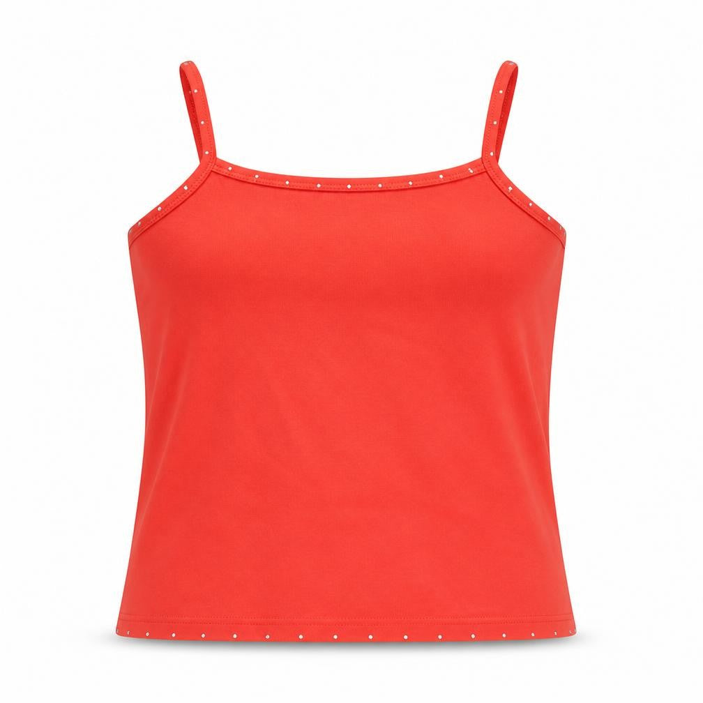 Emreco Womens Yellow Cotton Basic Tank Size 14 Square Neck - Rinestone Detail