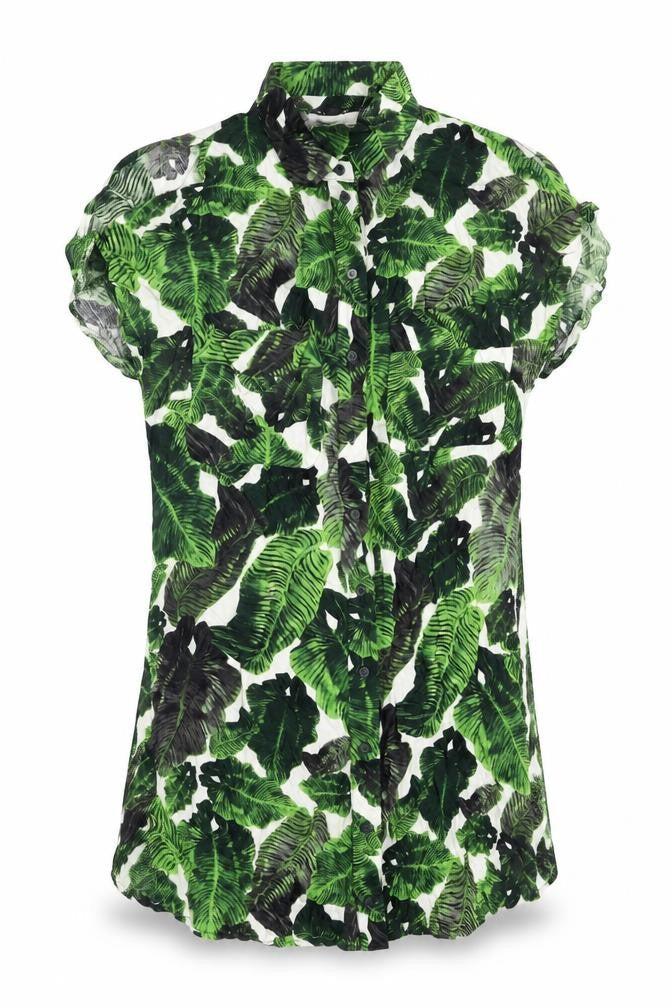 Topshop Womens Green Geometric Viscose Shirt Dress Size 10 Collared Button - Cold Shoulder