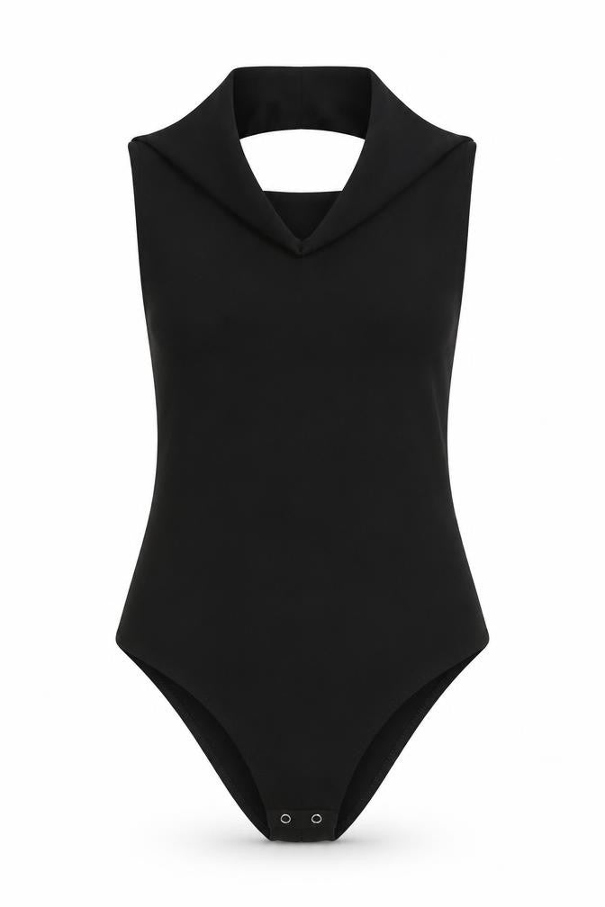 Zara Womens Black Polyester Bodysuit One-Piece Size L Snap - Backless