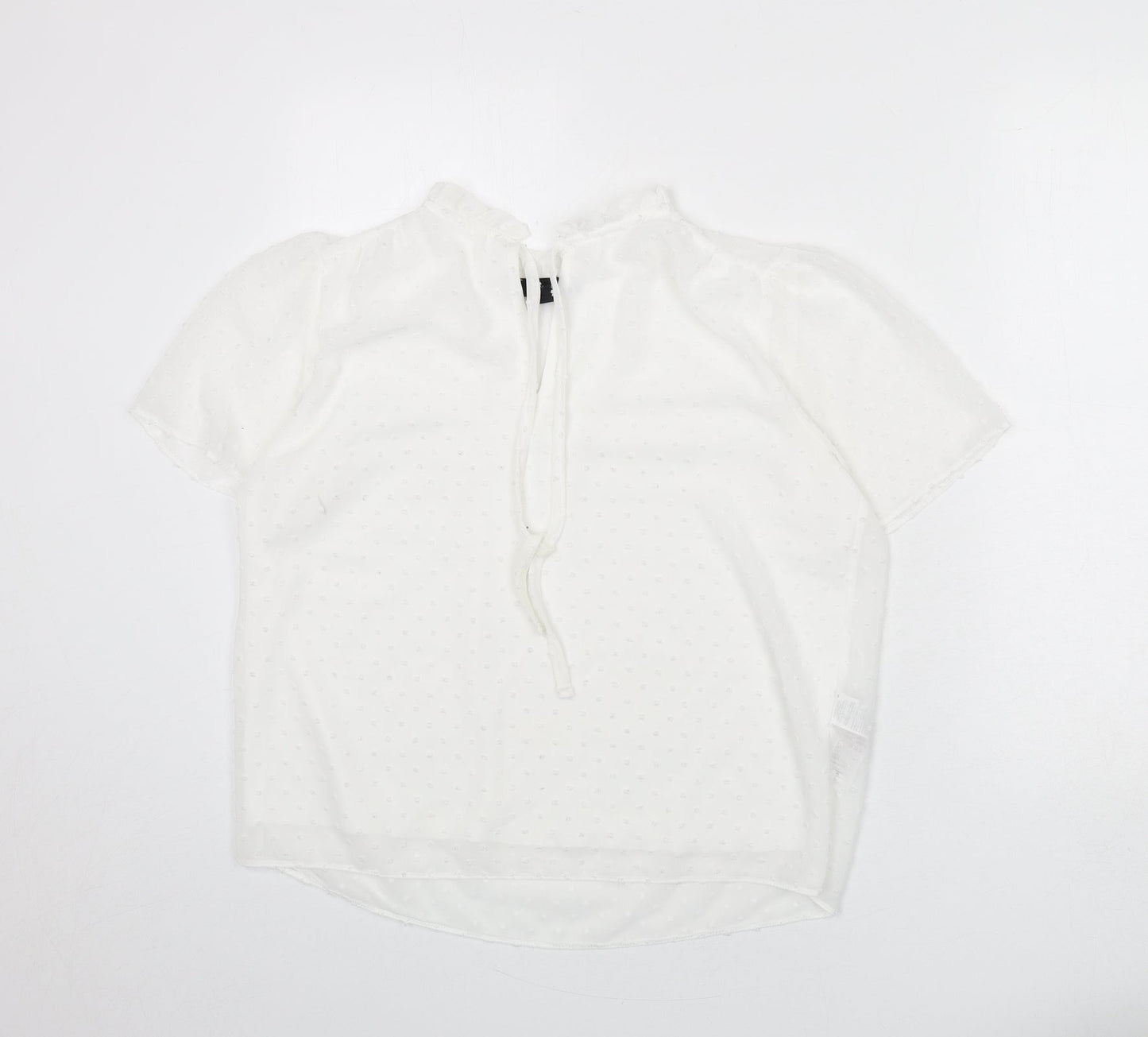 New Look Womens White Polka Dot Polyester Basic Blouse Size 14 V-Neck