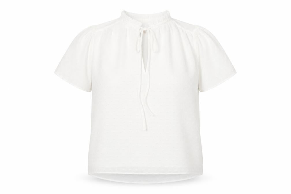 New Look Womens White Polka Dot Polyester Basic Blouse Size 14 V-Neck