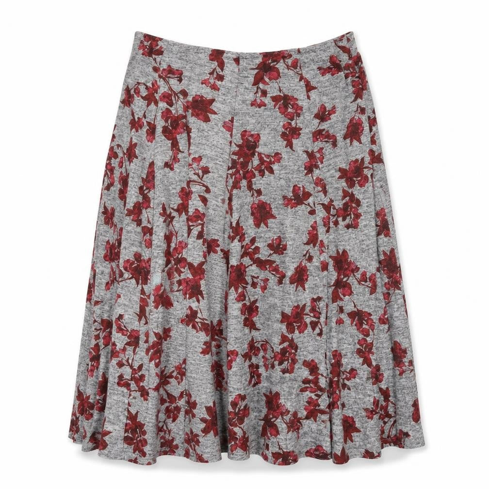 Classics Womens Grey Floral Polyester Flare Skirt Size 14