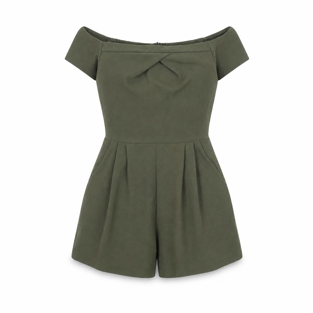 Love Womens Green Polyester Romper One-Piece Size S Zip