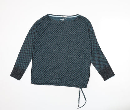 Additional front view of Cecil women’s blue boat neck geometric viscose jumper, size S, - drawstring waist, tie
