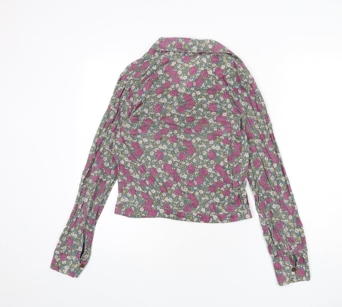 Mango Womens Multicoloured Floral Polyester Basic Button-Up Size S Collared