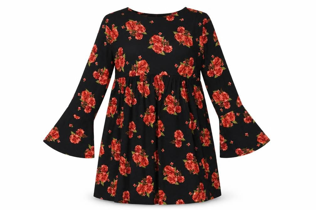 Boohoo Womens Grey Floral Polyester A-Line Size 12 Round Neck Pullover - Strap Detail